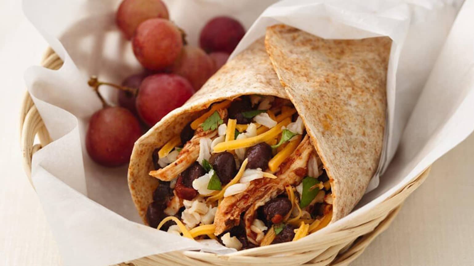 Healthified Chicken and Black Bean Burritos